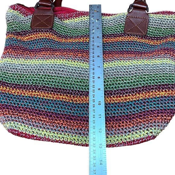 THE SAK Cambria Crochet Colourful Stripe Tote Shoulder Bag 10” Strap Drop - Picture 7 of 12